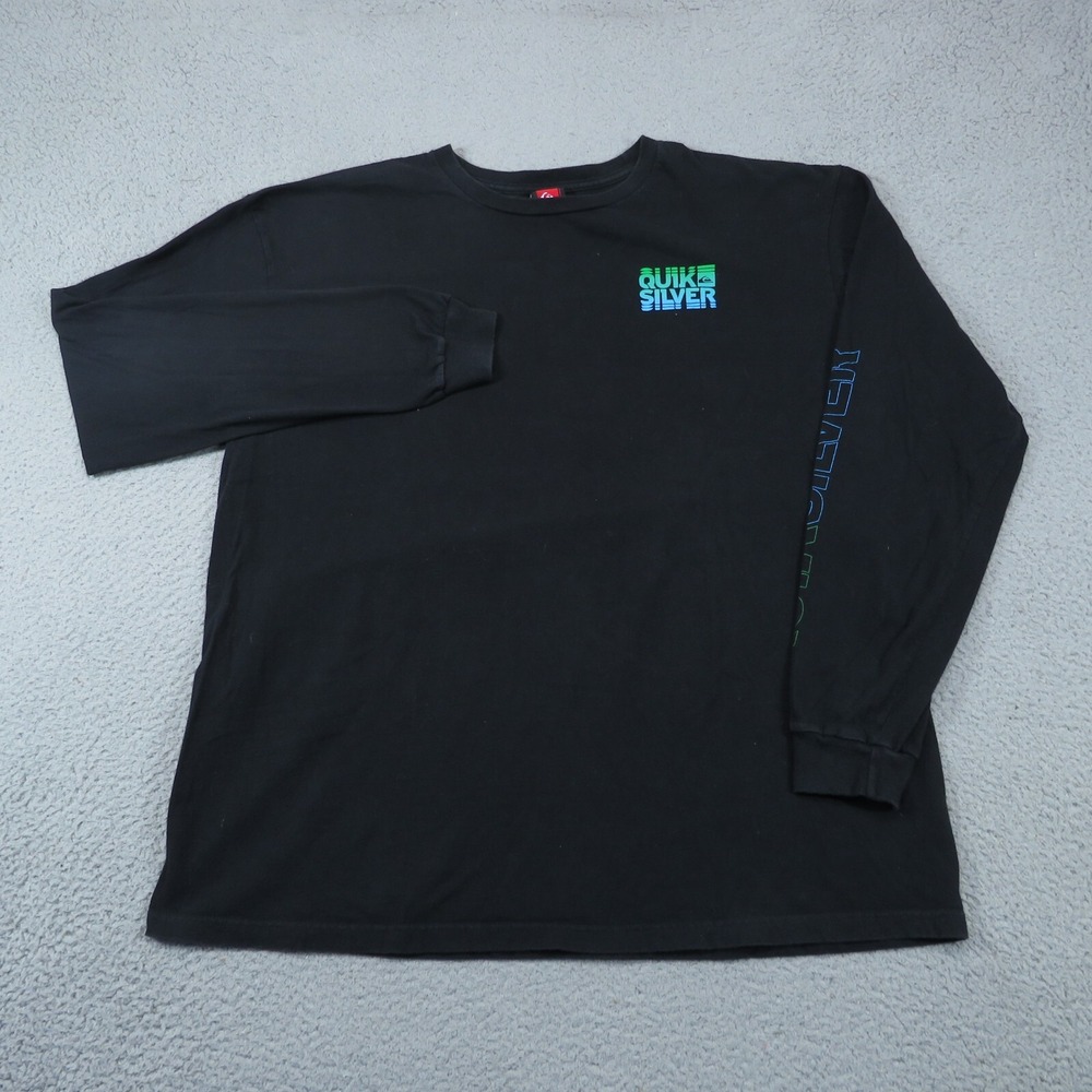 Vintage Quiksilver Shirt Mens XXL Long Sleeve Spellout Graphic Tee Black 18800FP
